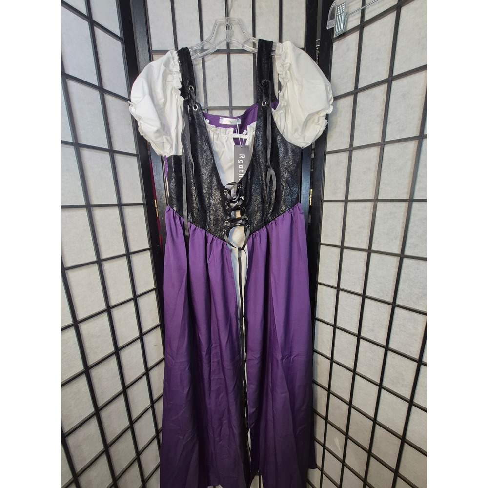 Rgothic Renaissance Costume Dress Purple Black Medieval Cosplay Womens 0XL NWT
